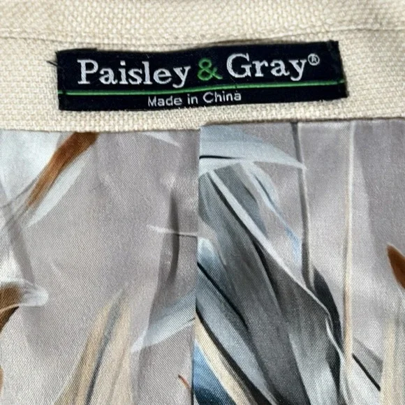 NWT $270 Paisley & Gray Slim Fit Blazer Silken Cream Elbow Patches Men's 52R